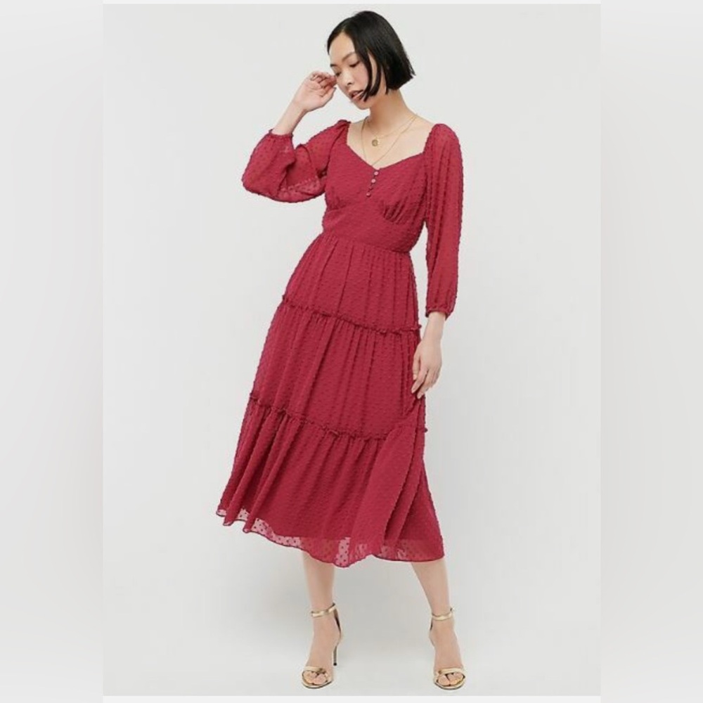 NWOT JCrew Berry Midi Dress 3/4 Sleeve